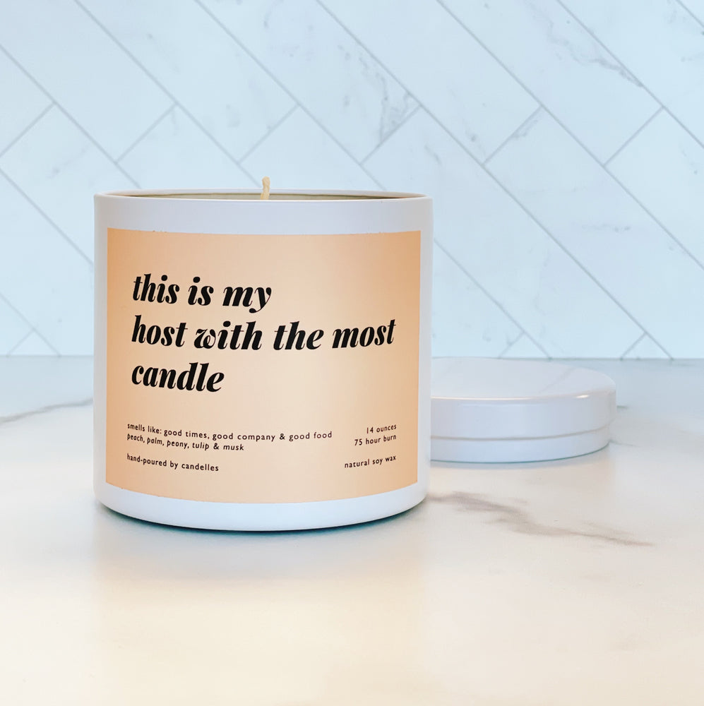 
            
                Load image into Gallery viewer, Host With The Most - Peach &amp;amp; Bloom Soy Candle
            
        